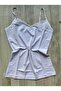 3 Pieces of Lacy Rope Strap Cotton Undershirt (1 Gray, 1 Black and 1 White Color) - 3