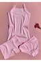 Girl's 4-Piece Ribbed Strap Tank Top - Shorts - Underwear Set (Total 12 Pieces) - 4