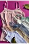 Women's 6 Pieces Rope Strap Cotton Corded Women's Undershirt (Pink, White, Ecru, Skin, Green and Blue) - 2