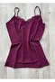 4 Pieces Set: Plum, Claret Red, Navy Blue and Black Color Lace Bow Undershirt and Lacy Panties - 5