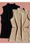 Turtleneck 2-Pack Skin and Black Color Cotton Sleeveless Women's Blouse