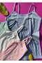 Cotton 4-Piece Rope Strap Lycra Corded Women's Undershirt (A. Blue, Green, Pink, Ecru Color) 64V20