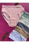 Women's 6-Piece Cotton Green, Blue, Ecru, Pink, White and Nude Color Ribbed Triangle Slip Panties 50V20
