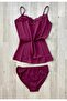 5 Navy Blue, Black, White, Burgundy and Plum Sleeveless Lace-Trimmed Tank Tops with Tank top (PANTIES INCLUDED AS A GIFT) - 6