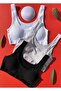 Padded 3-Piece Black, White and Gray Ribbed Thick Strap Cotton Half Undershirt (M=70-75,L=80-85,XL=90-95)