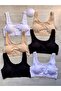 6 Pieces Padded Skin-black-white Thick Strap Cotton and Lycra Half Undershirt (M=70-75, L=80-85, XL=90-95)