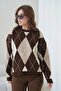 Women's Crew Neck Diamond Pattern Knit Sweater 8704Sw - 3