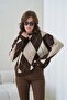 Women's Crew Neck Diamond Pattern Knit Sweater 8704Sw - 2