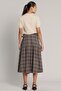 Slit Flared Plaid Skirt with Belt Detail A.Brown 7057 - 8