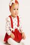 Baby Girl Heart Flower Print Bow Detail Bandana Bottom Snap Fastener Bodysuit Dress 3-Piece Jewelry Set - 4