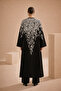Black Gray Embossed Floral Patterned Knitwear Women's Cardigan - 4