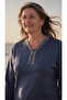Plus Size Women's 3 Button Knitwear Collar Long Sleeve Combed Cotton Blouse - 4