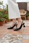 Women's Sante Black Patent Leather Buckle Detailed Heeled Shoes - 3