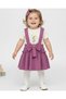 9-24 Months Baby Girl with Ribbed Summer Bow Detail Salopeet Dress and Inner T-Shirt Set