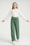 Girl's Scarf Collar Blouse Belted High Waist Wide Leg Pants Set 12-15 Years Old - 3