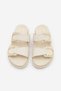 Women's Genuine Leather Gold Buckle Detailed Daily Slippers Merpe Ecru - 8