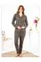 Leopard Print Front Buttoned Suede Pajama Set - 3