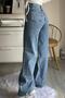 Dark Women's Loose Lycra 90's Unfading Blue Super High Waist Loose Leg Denim Denim Palazzo Pants - 3