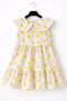 Girl's Yellow Floral Pattern Cotton Summer Dress - 6
