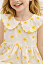 Girl's Yellow Floral Pattern Cotton Summer Dress - 4