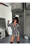 Black and White Leopard Print Long Sleeve Mini Jumpsuit - 3