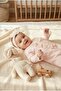 Baby Salmon Newborn Lace Piped Jumpsuit - 2