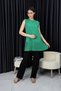 Women's Hijab Sleeveless Green Pleated Innerwear Shirt Tunic Blouse - 2