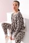 Women's Light Beige Leopard Patterned Skinny Leg Cashmere Knitwear Trousers - 4