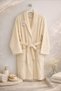 Cream Colored 100% Cotton Shawl Collar Bathrobe