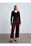 72257 Suede Trousers with Stitching Detail - Burgundy - 4