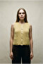 Gold Buttoned Women's Knit Vest - 100% Cotton