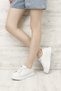 Women's White Rubber Laced Comfort Genuine Leather Sneaker - 7