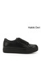 Women's Charcoal Lace-Up Padded Sole Genuine Leather Sneakers - 6