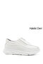 Women's White Zippered Padded Sole Genuine Leather Sneakers - 6
