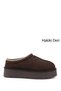 Women's Brown Nubuck W Tazz Thick Soled Genuine Leather Fur Slippers