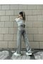 Ash Gray Smoked Power Lycra Super High Waist Loose Jeans Palazzo Trousers - 3