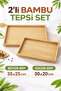 Set of 2 Bamboo Wooden Presentation and Decorative Organizer Trays