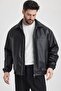 Oversized Men's Black Leather Jacket - 4