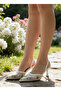 Women's Embroidered Transparent 9 cm Heeled Evening Shoes - 2