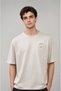 Men's Beige Colored Pickleball Detailed Oversize T-Shirt