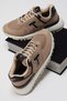 Unisex Beige Non-Slip EVA Sole Lace-Up Sneakers