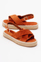 Women's Orange Cross-Strapped Ankle Strap Straw Knitwear Sandals - 3