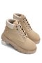 Women's Beige Suede Women's Comfortable Fit Short Lace-up Suede Boots