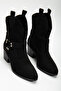 Women's Black Suede Thermo Sole Pointed Toe Western Cowboy Boots - 3