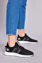 Unisex Black White Comfortable Fit Side Stripe Patterned Lace up Sports Shoes