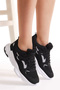 Unisex Black White Comfortable Fit High Sole Lace-Up Sports Shoes - 3