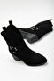 Women's Black Suede Thermo Sole Pointed Toe Western Cowboy Boots - 2