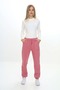 Girl's Embroidery Printed Waistband Ribbed Cuffs with Pockets Basic Jogger Sweatpants 3 Yarns Ribbed
