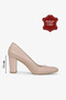 Genuine Leather Nude Pink Comfortable Premium Soft Leather 7.5 cm Classic Thick Heeled Shoes - 2