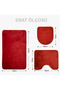 Ultrasoft Plain Red 3-Piece Bathroom Rug Mat Set with Non-Slip Base. Washable Toilet Seat Set - 6